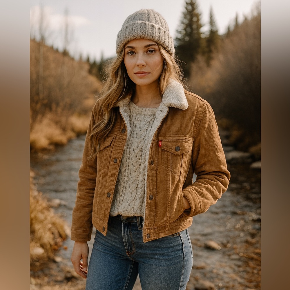 Women's Brown Sherpa-Lined Jacket